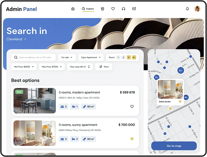 real estate admin panel