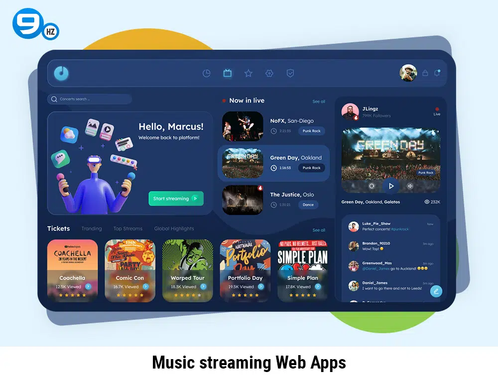 music streaming web apps