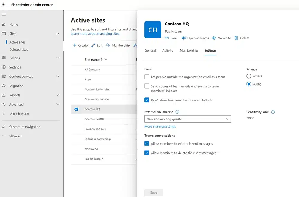 SharePoint Admin Center